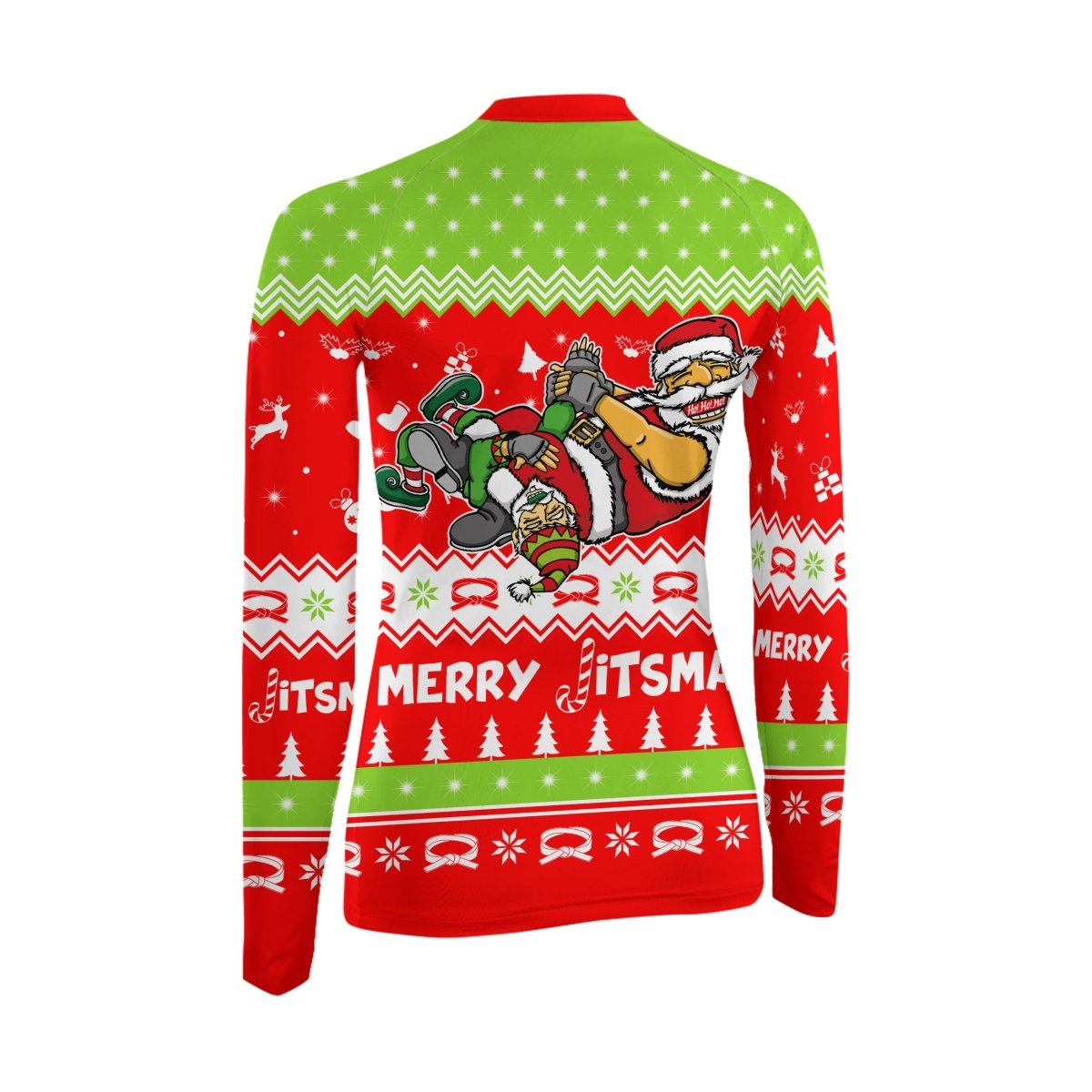 Merry Jitmas Santa Clause Women's Long Sleeve Rash Guard - BattleFitGear