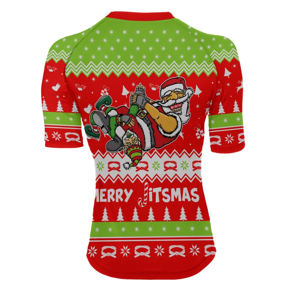 Merry Jitmas Santa Clause Women's Short Sleeve Rash Guard - BattleFitGear