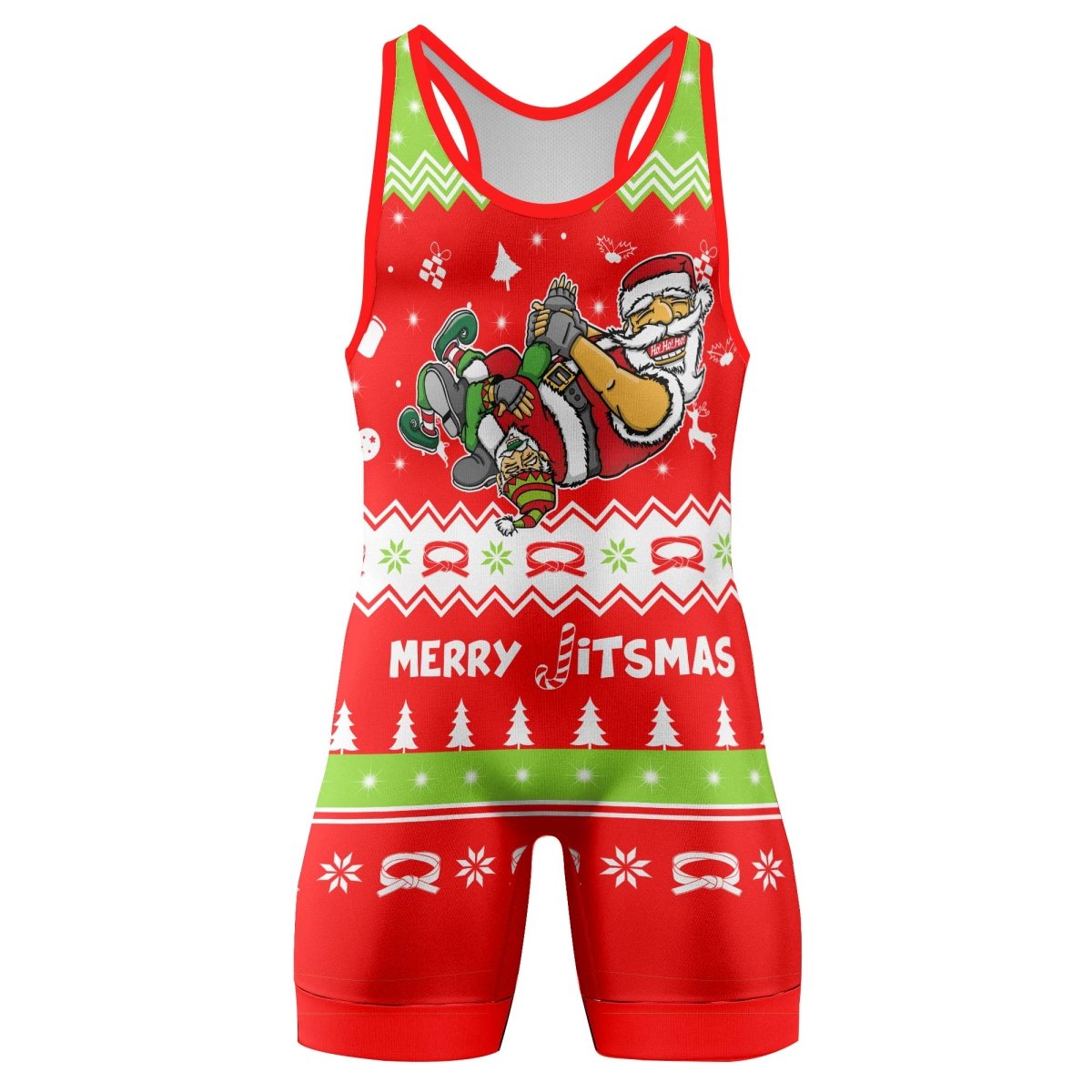 Merry Jitmas Santa Clause Wrestling Singlets - BattleFitGear