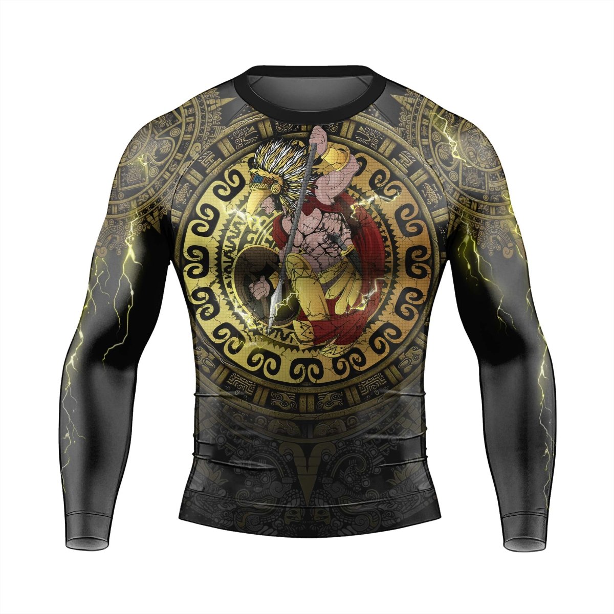 Mighty Aztec Warrior Men's Long Sleeve Rash Guard - BattleFitGear