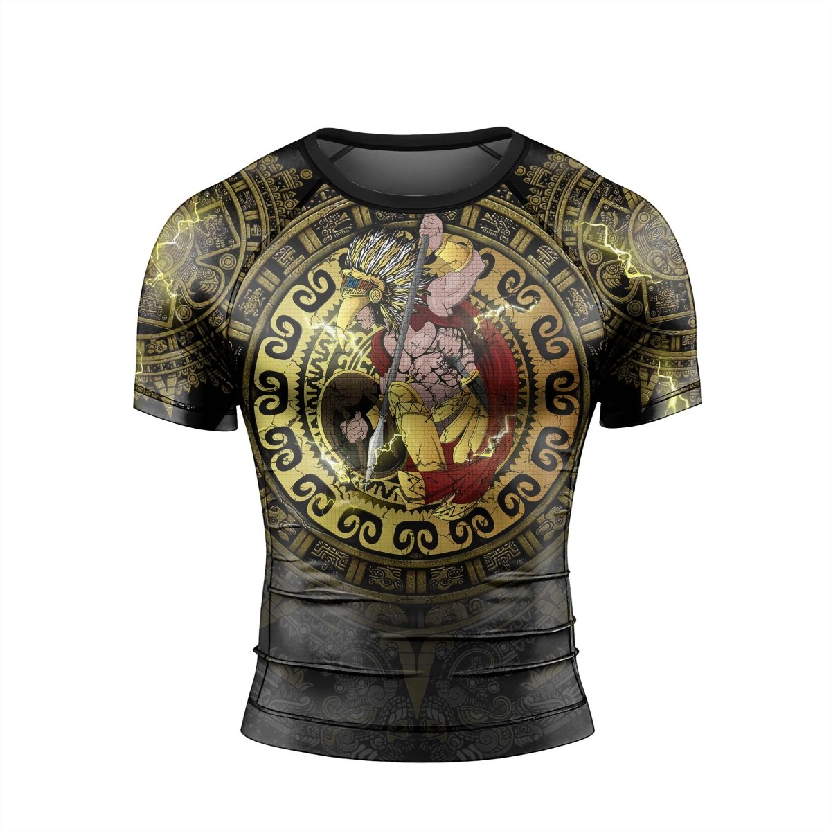 Mighty Aztec Warrior Men's Short Sleeve Rash Guard - BattleFitGear