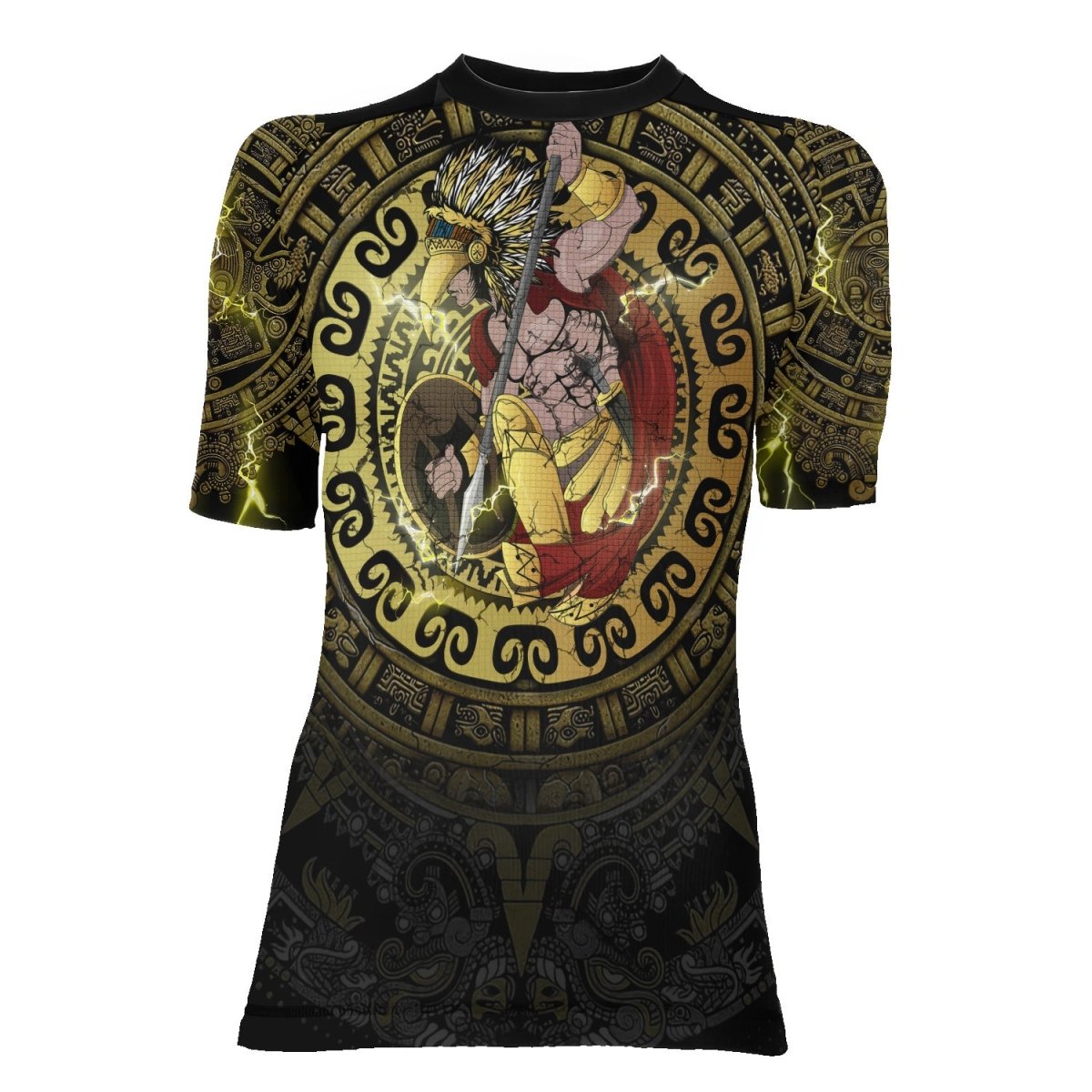 Mighty Aztec Warrior Women's Short Sleeve Rash Guard - BattleFitGear