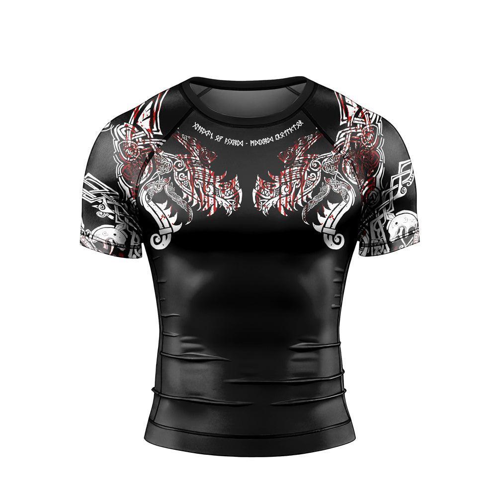 Geri & Freki Blood Tattoo Men's Short Sleeve Rash Guard