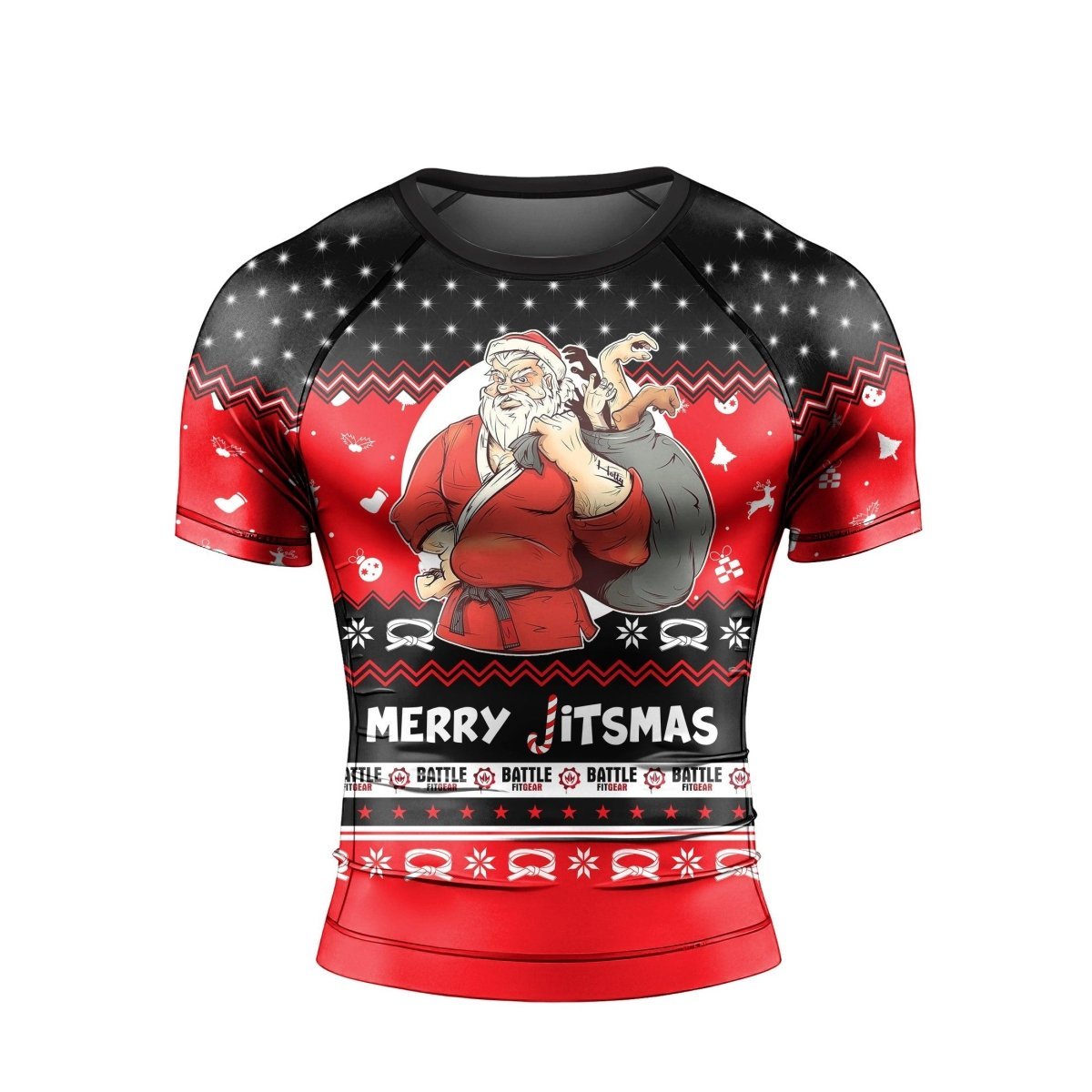 Villain Santa Claus Jitsmas Short Sleeve Rash Guard - BattleFitGear