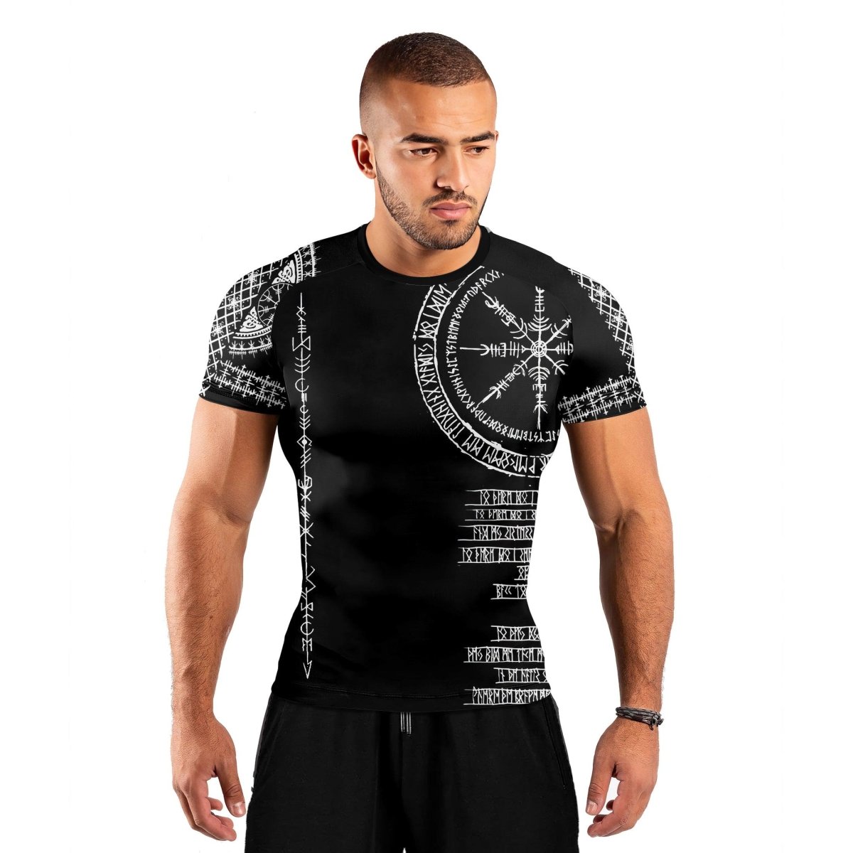 Vikings Shield Runes Men's Short Sleeve Rash Guard - BattleFitGear