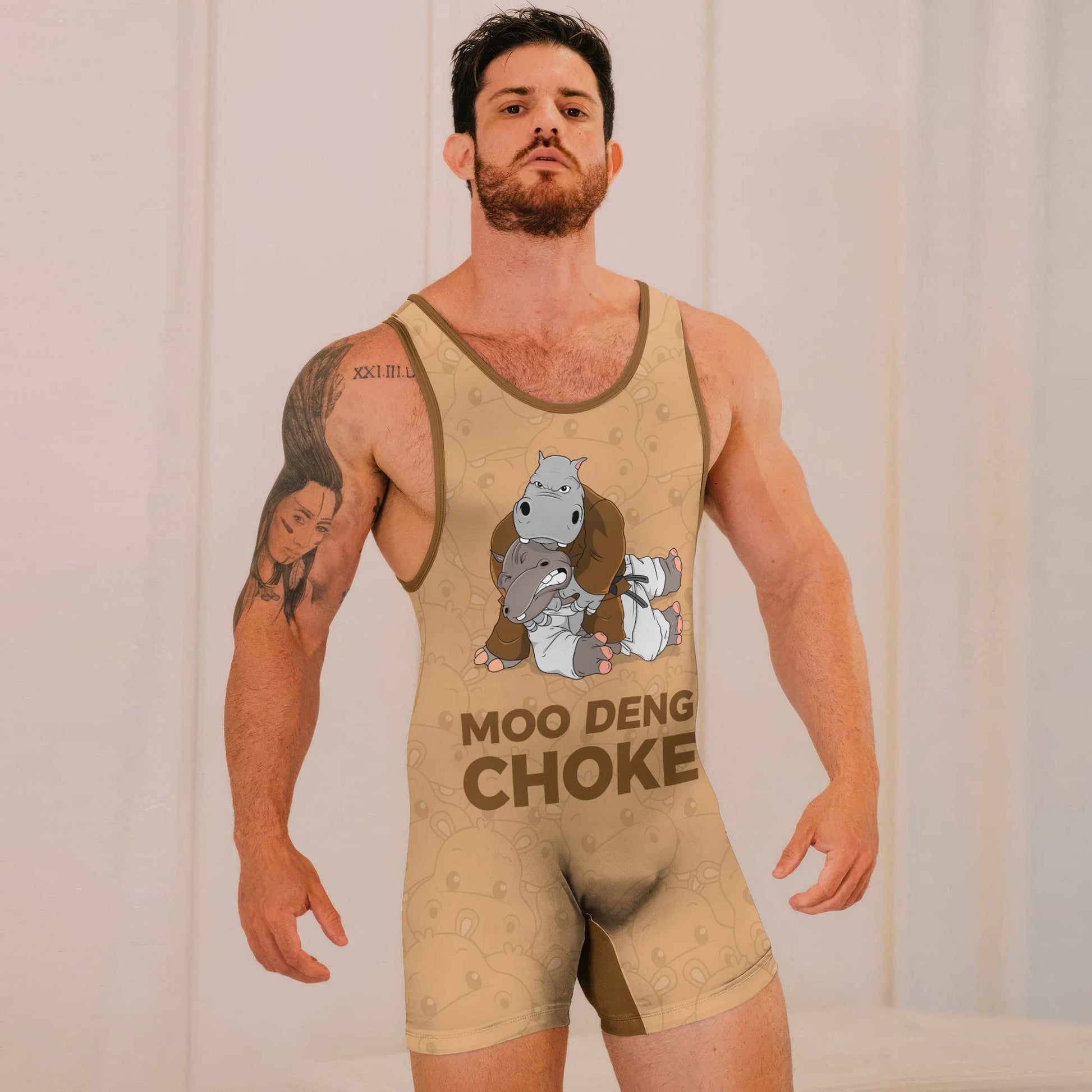 Moo Deng Hippo Choke Color Ranked Wrestling Singlets