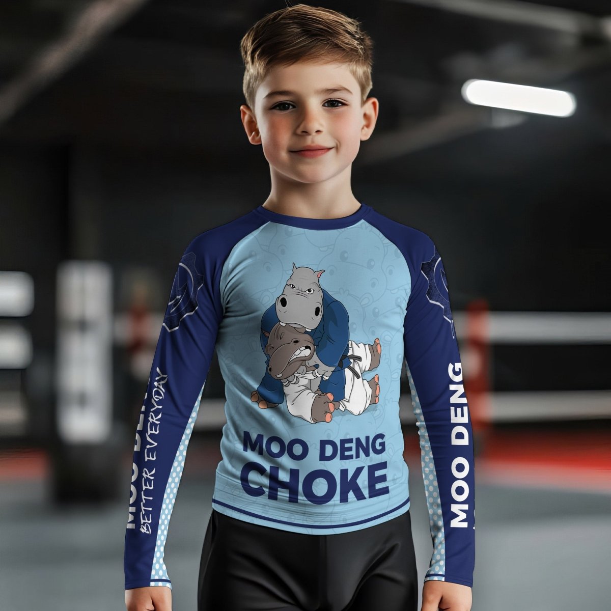 Moo Deng Hippo Choke Kids Rash Guard - BattleFitGear