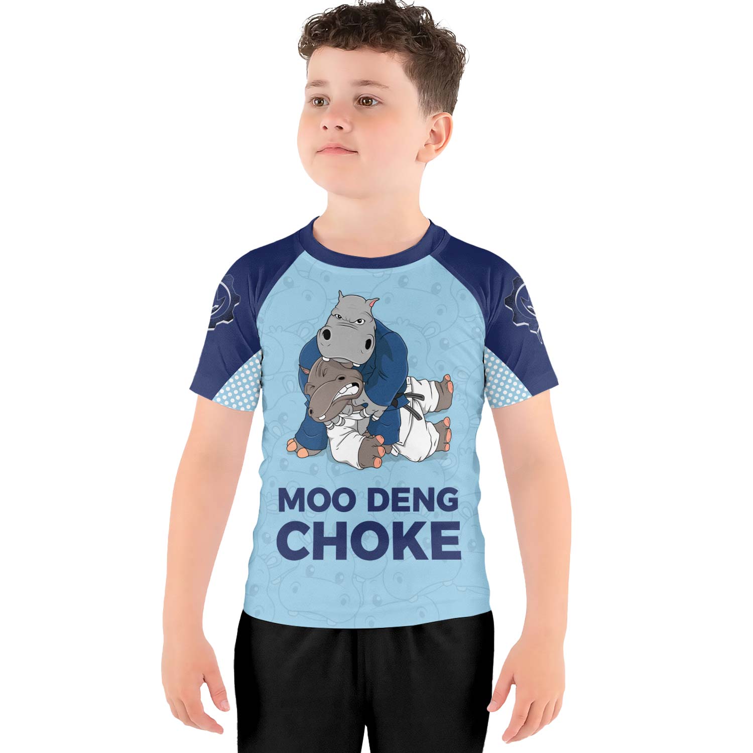 Moo Deng Hippo Choke Kids Rash Guard - BattleFitGear