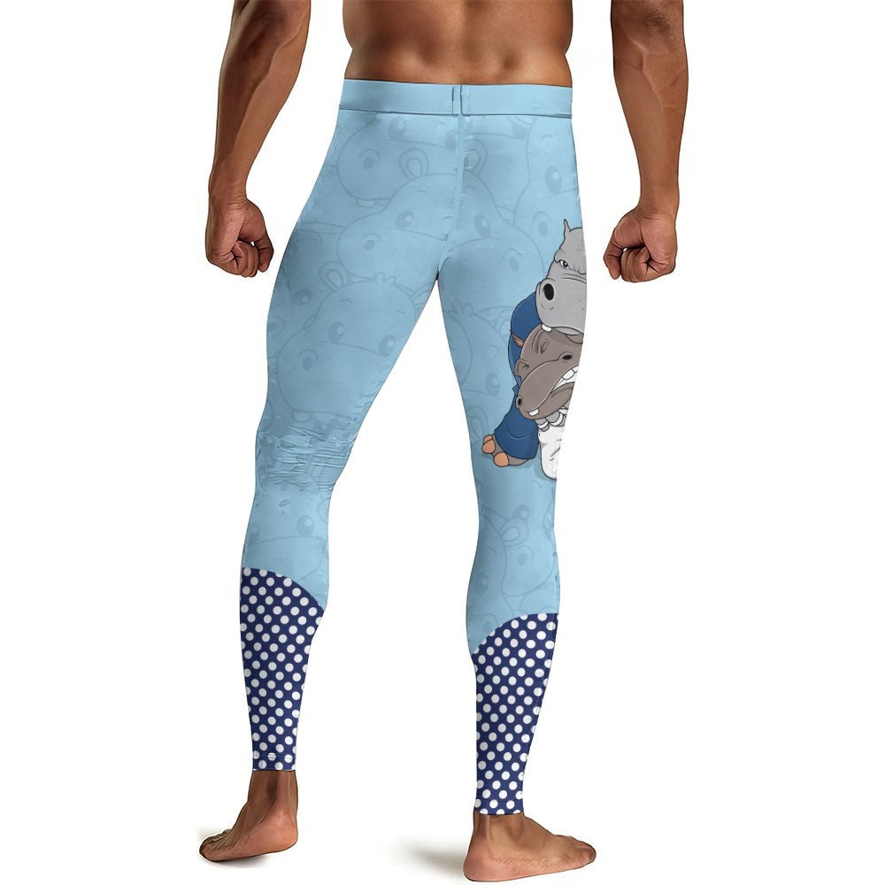 Moo Deng Hippo Choke Men's Compression Leggings - BattleFitGear