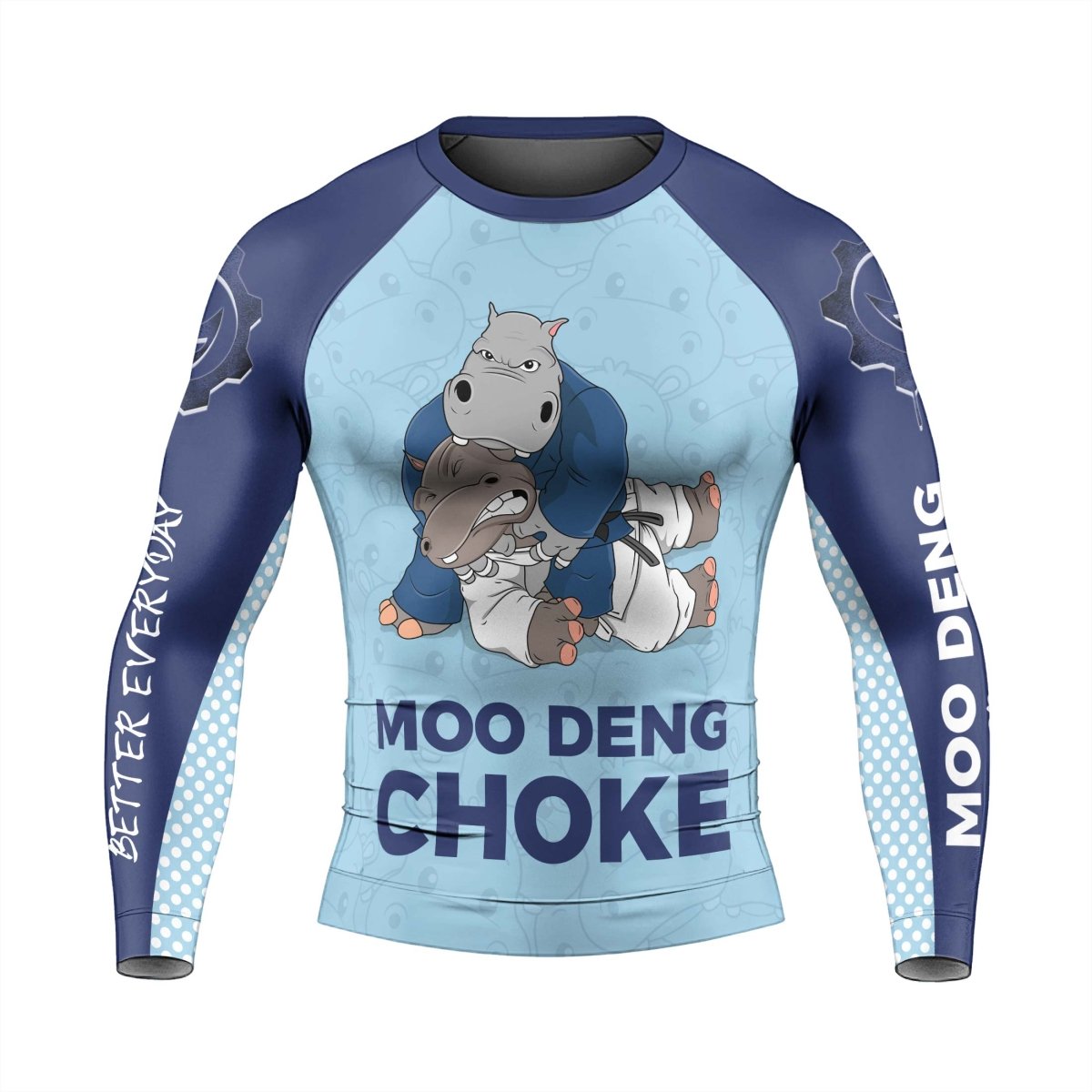 Moo Deng Hippo Choke Men's Long Sleeve Rash Guard - BattleFitGear