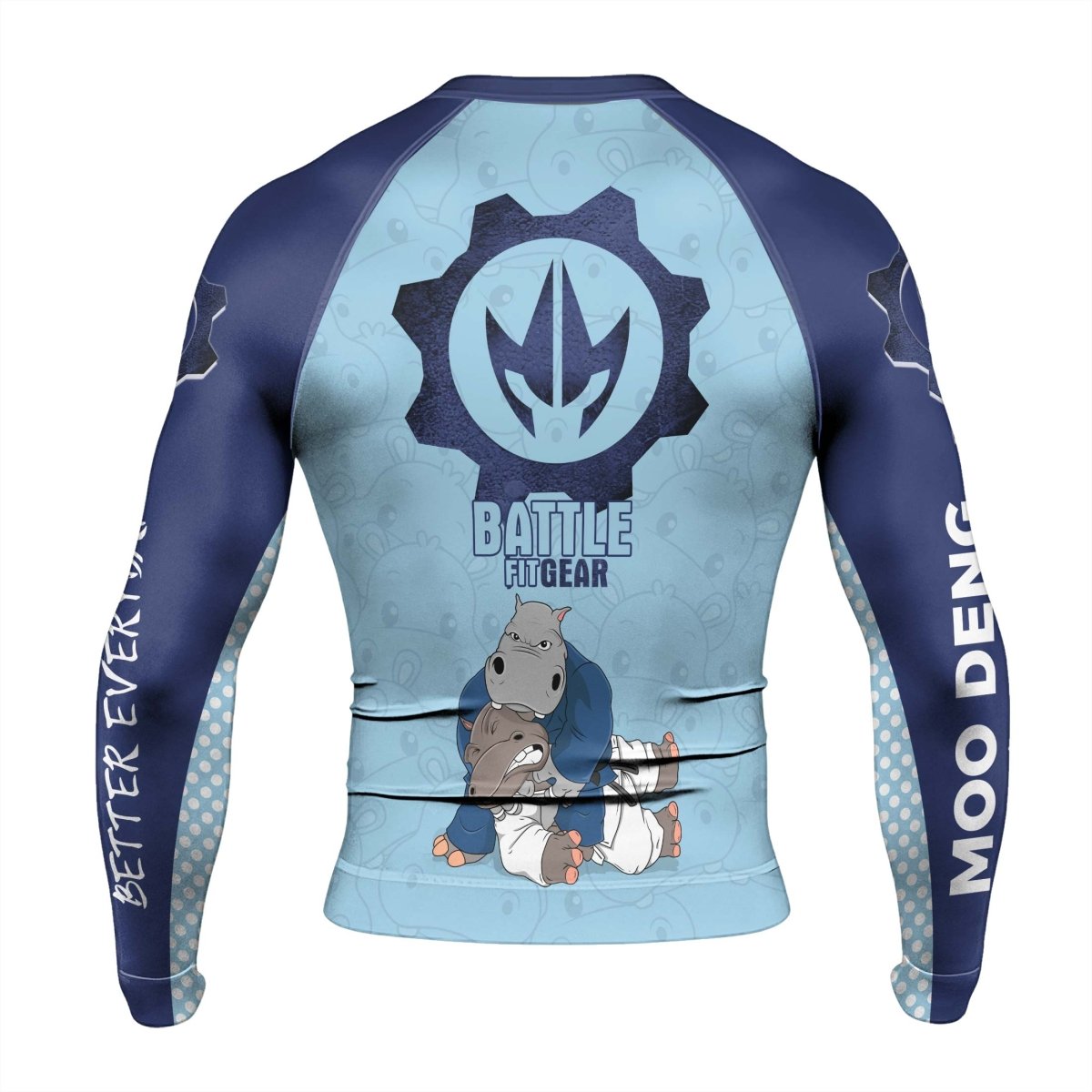 Moo Deng Hippo Choke Men's Long Sleeve Rash Guard - BattleFitGear