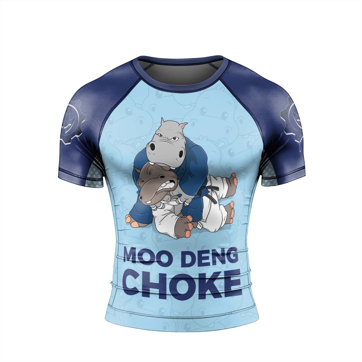 Moo Deng Hippo Choke Men's Short Sleeve Rash Guard - BattleFitGear