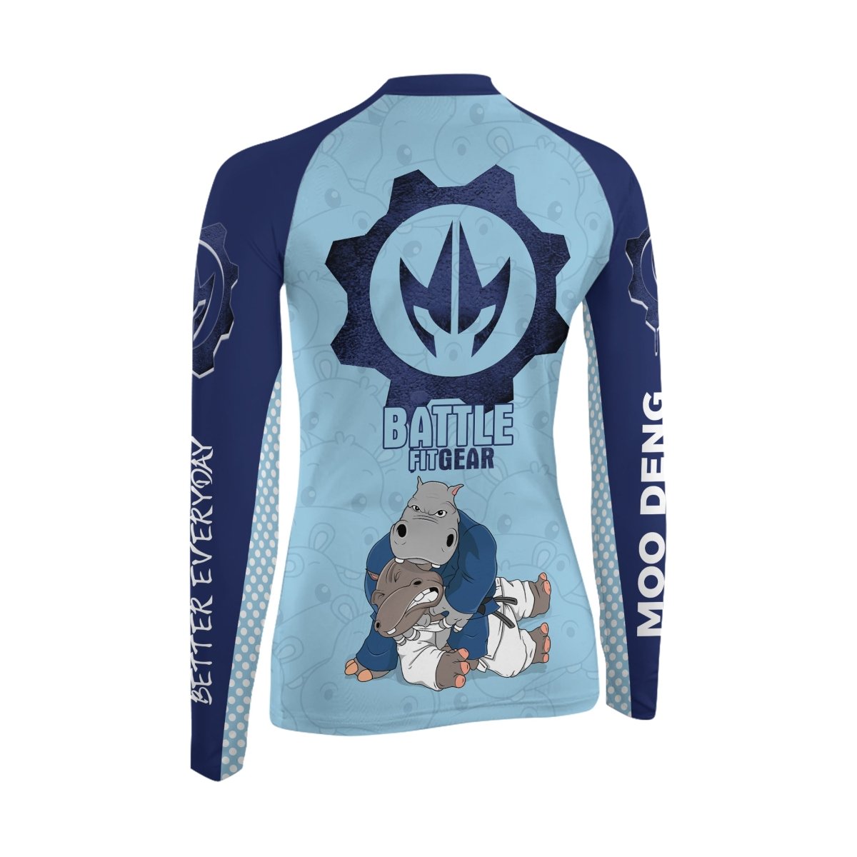 Moo Deng Hippo Choke Women's Long Sleeve Rash Guard - BattleFitGear