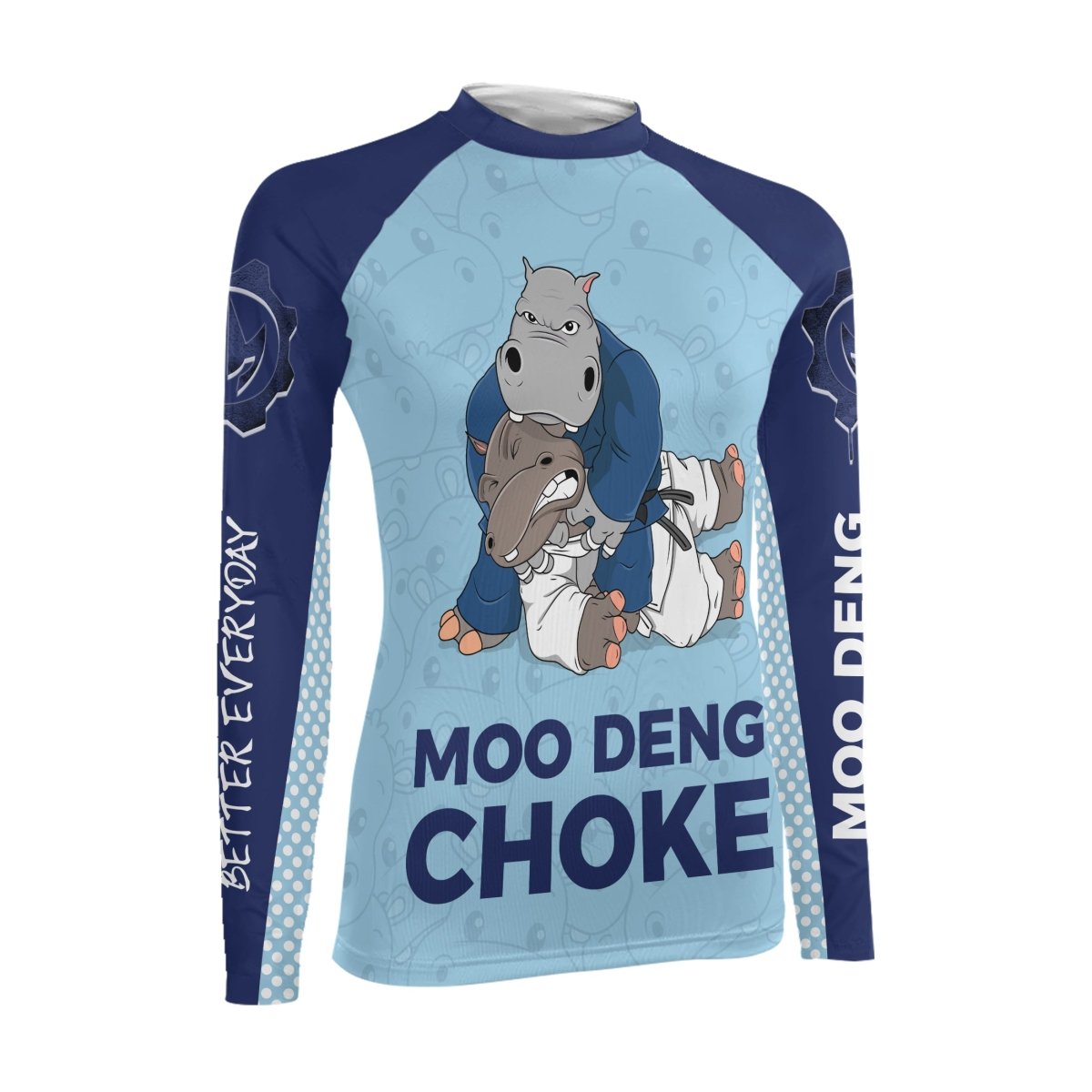 Moo Deng Hippo Choke Women's Long Sleeve Rash Guard - BattleFitGear