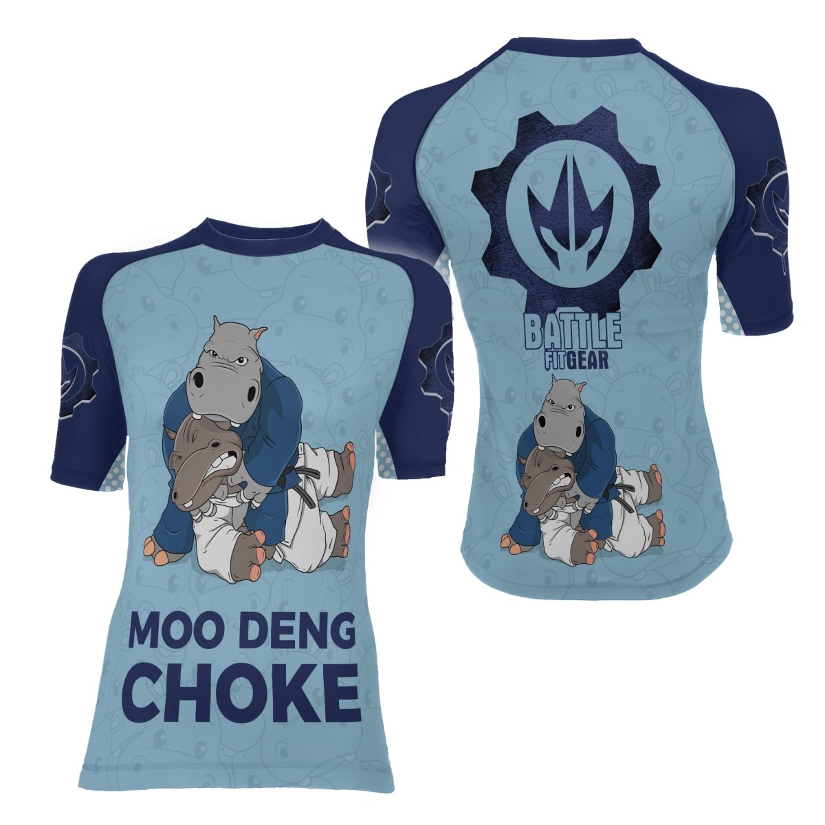 Moo Deng Hippo Choke Women's Short Sleeve Rash Guard - BattleFitGear