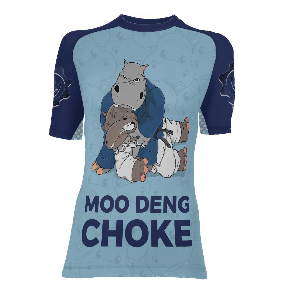 Moo Deng Hippo Choke Women's Short Sleeve Rash Guard - BattleFitGear