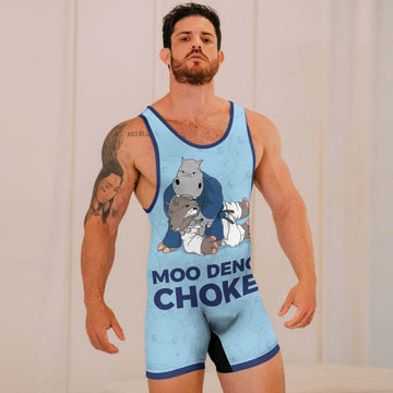 Moo Deng Hippo Choke Wrestling Singlets - BattleFitGear