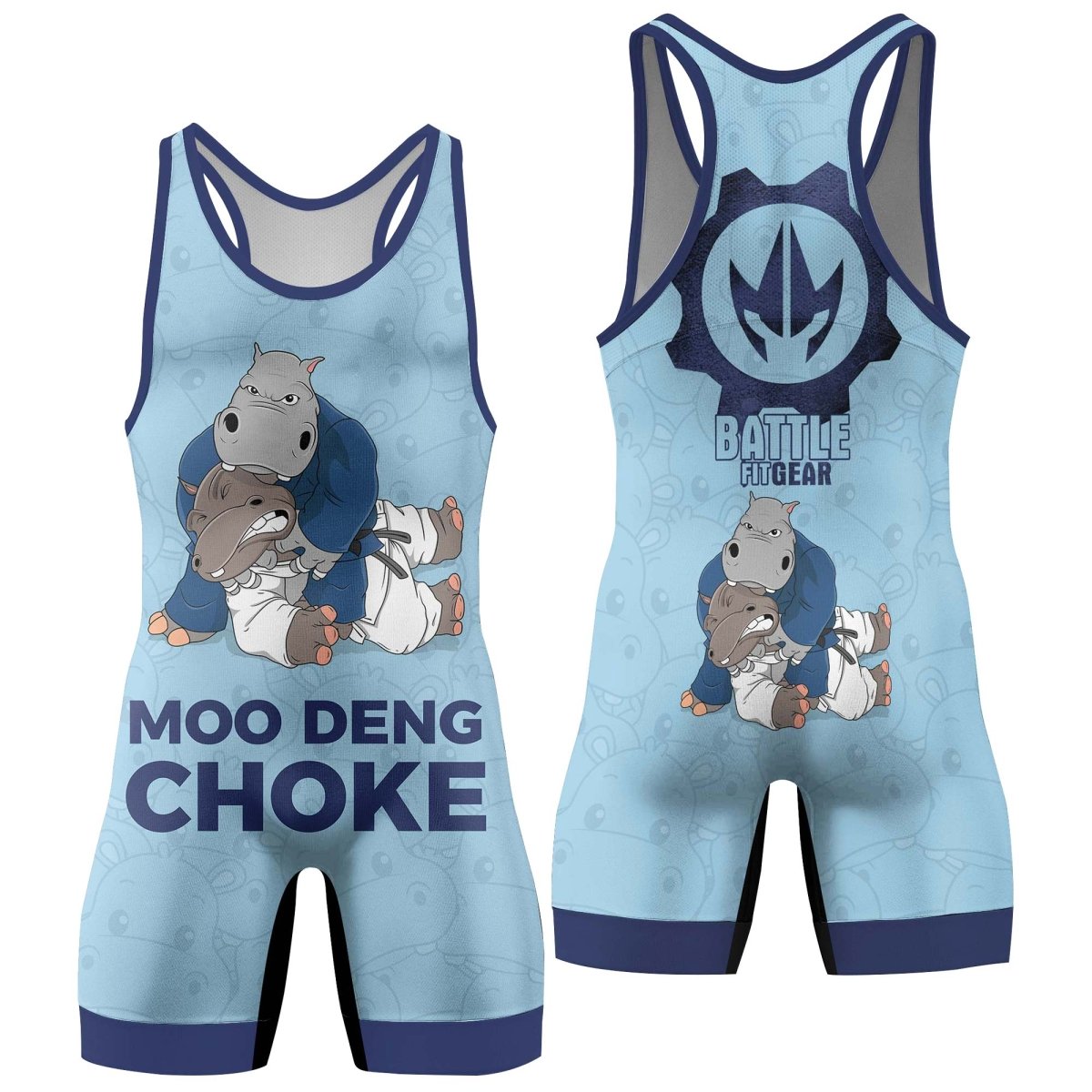 Moo Deng Hippo Choke Wrestling Singlets - BattleFitGear