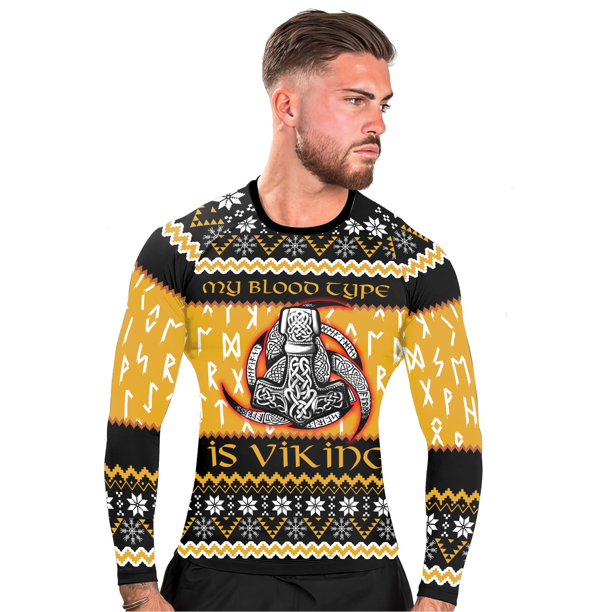 My Blood Type is Viking Men's Long Sleeve Rash Guard