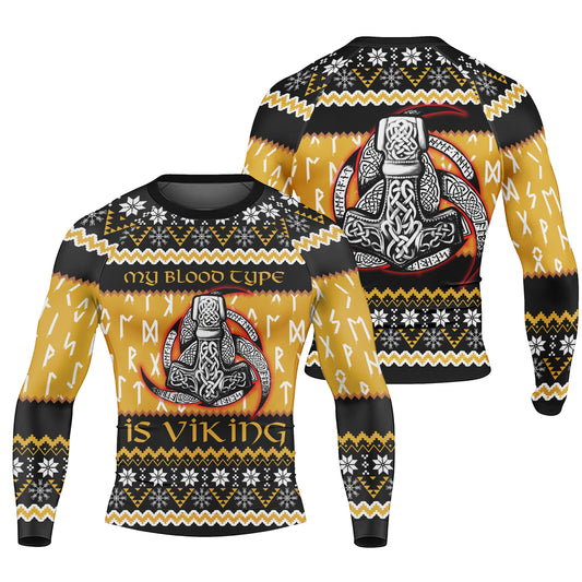 My Blood Type is Viking Men's Long Sleeve Rash Guard