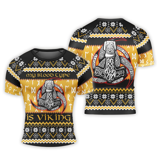 My Blood Type is Viking Men's Short Sleeve Rash Guard
