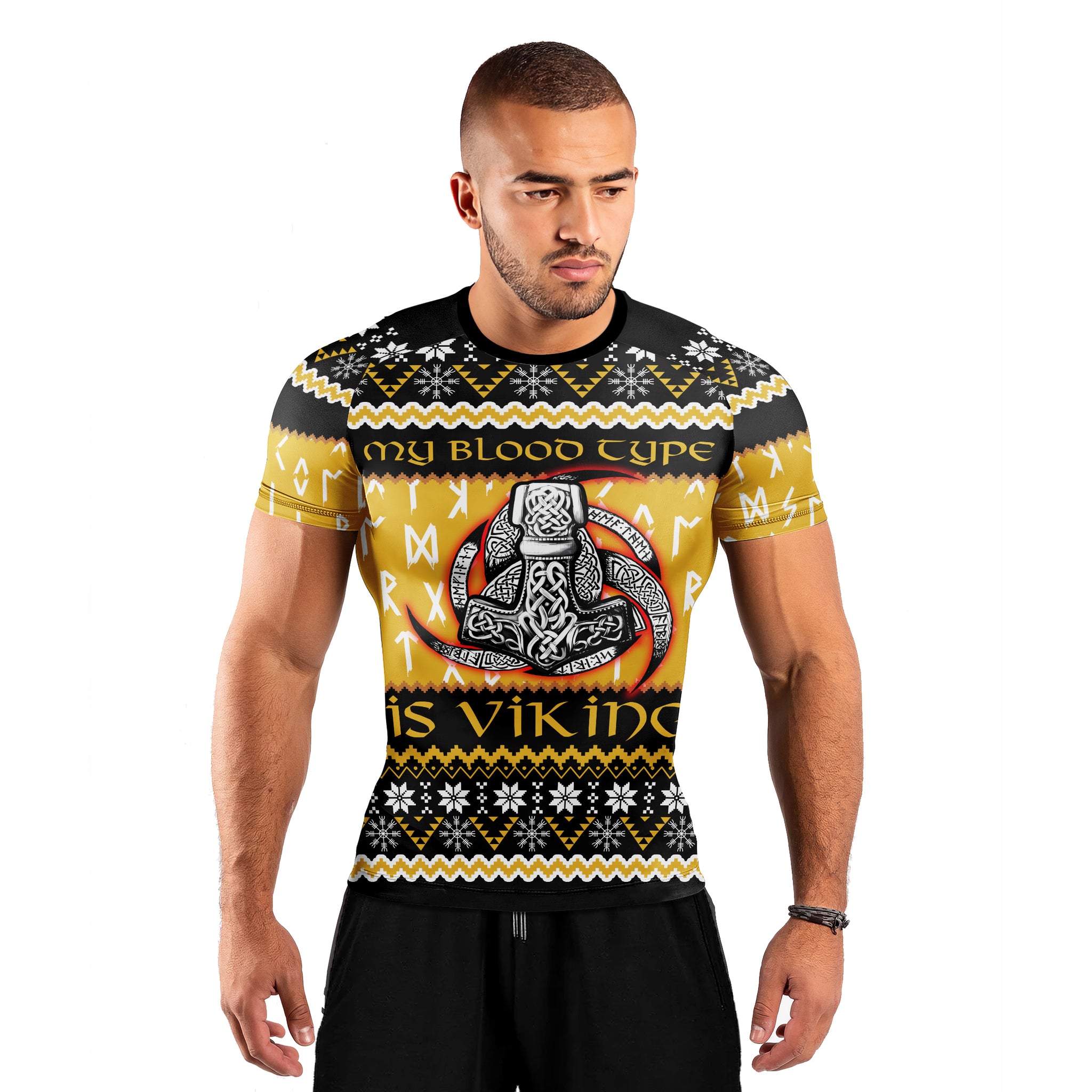 My Blood Type is Viking Men's Short Sleeve Rash Guard