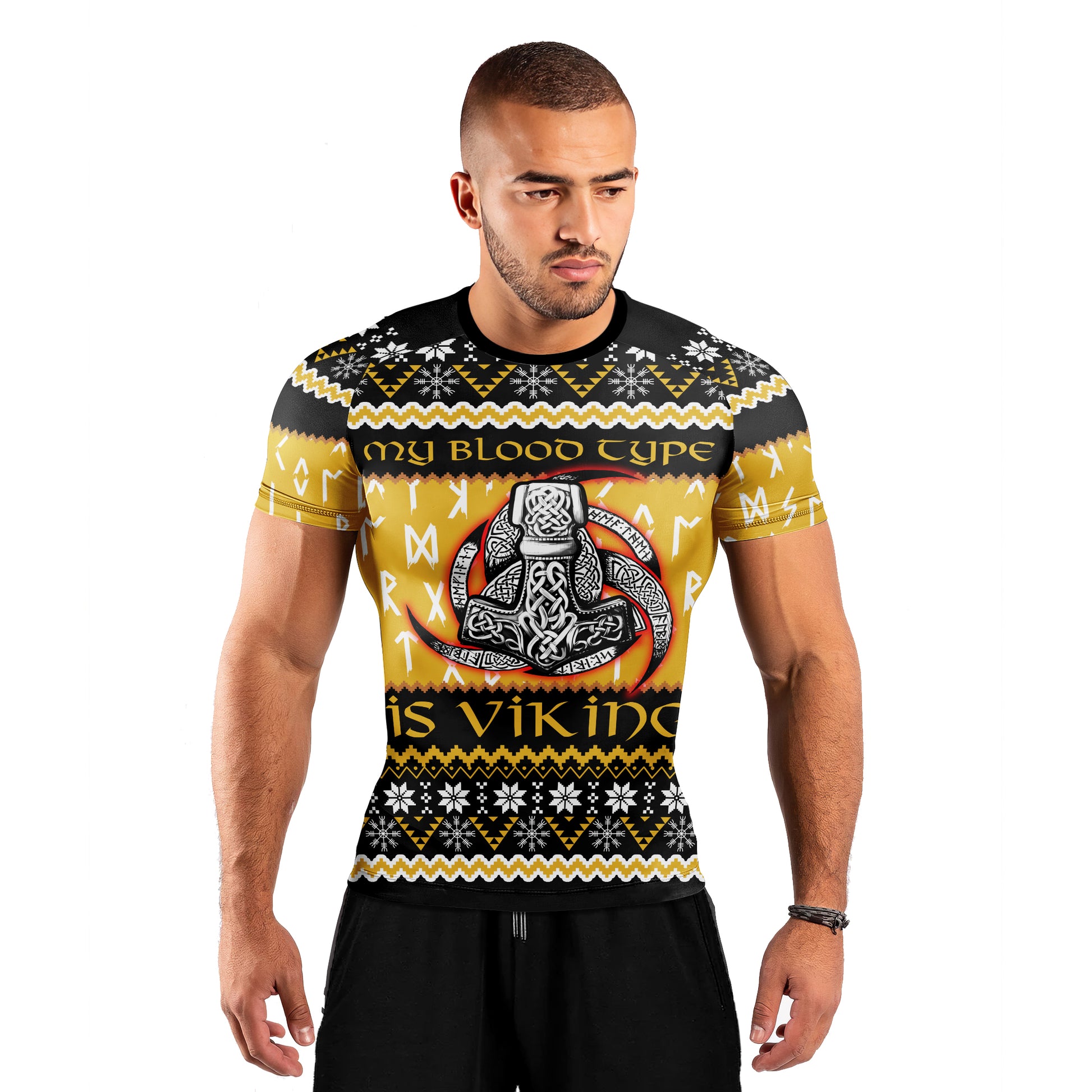 My Blood Type is Viking Men's Short Sleeve Rash Guard
