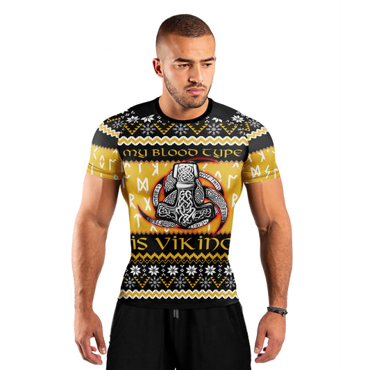 My Blood Type is Viking Men's Short Sleeve Rash Guard