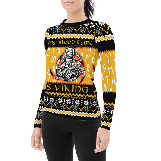 My Blood Type is Viking Women's Long Sleeve Rash Guard
