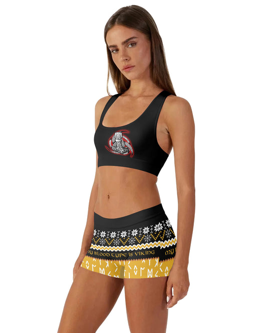 My Blood Type is Viking Women's Padded Sports Bra