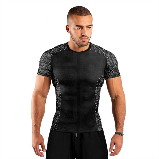 Mystic Paisley Men's Short Sleeve Rash Guard - BattleFitGear