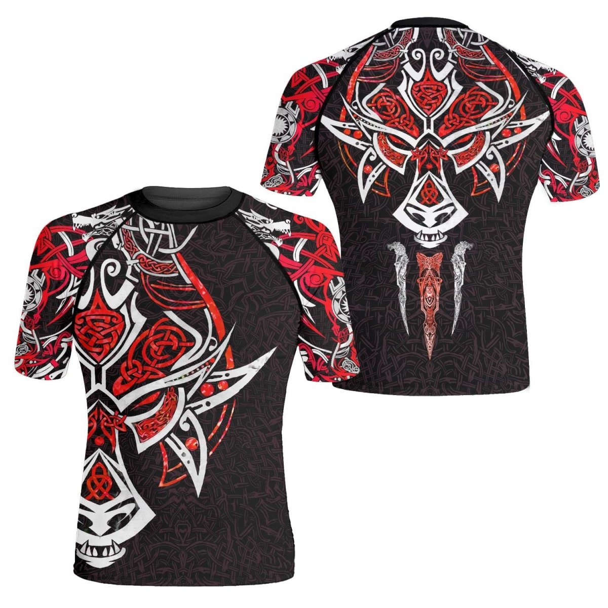 Fenrir Red Viking Men's Short Sleeve Rash Guard - BattleFitGear