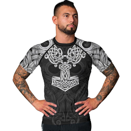 Viking Mjolnir Norse Men's Short Sleeve Rash Guard - BattleFitGear