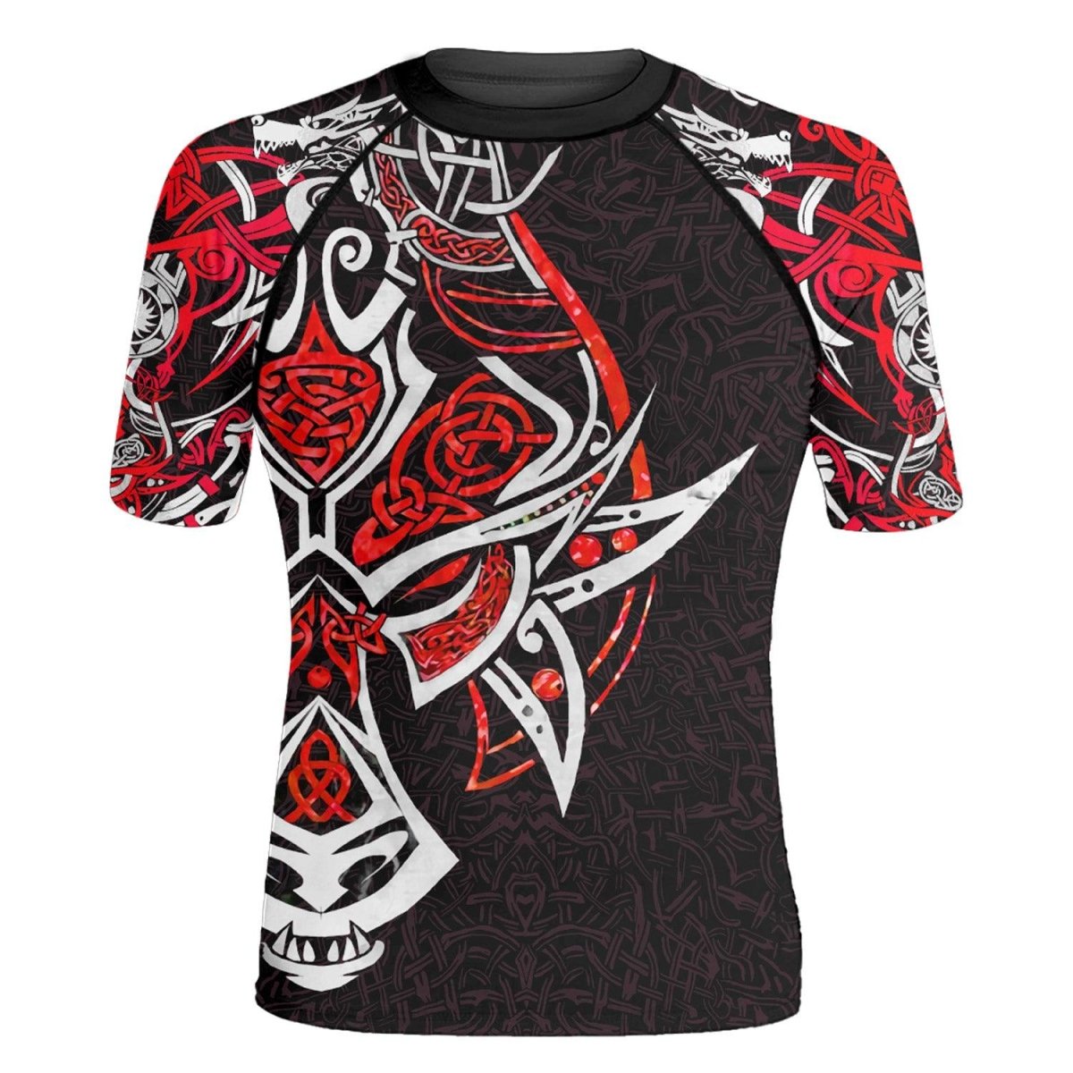 Fenrir Red Viking Men's Short Sleeve Rash Guard - BattleFitGear