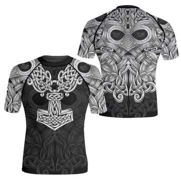 Viking Mjolnir Norse Men's Short Sleeve Rash Guard - BattleFitGear