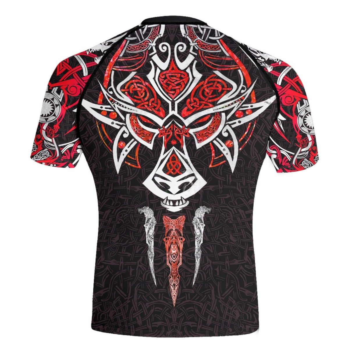 Fenrir Red Viking Men's Short Sleeve Rash Guard - BattleFitGear