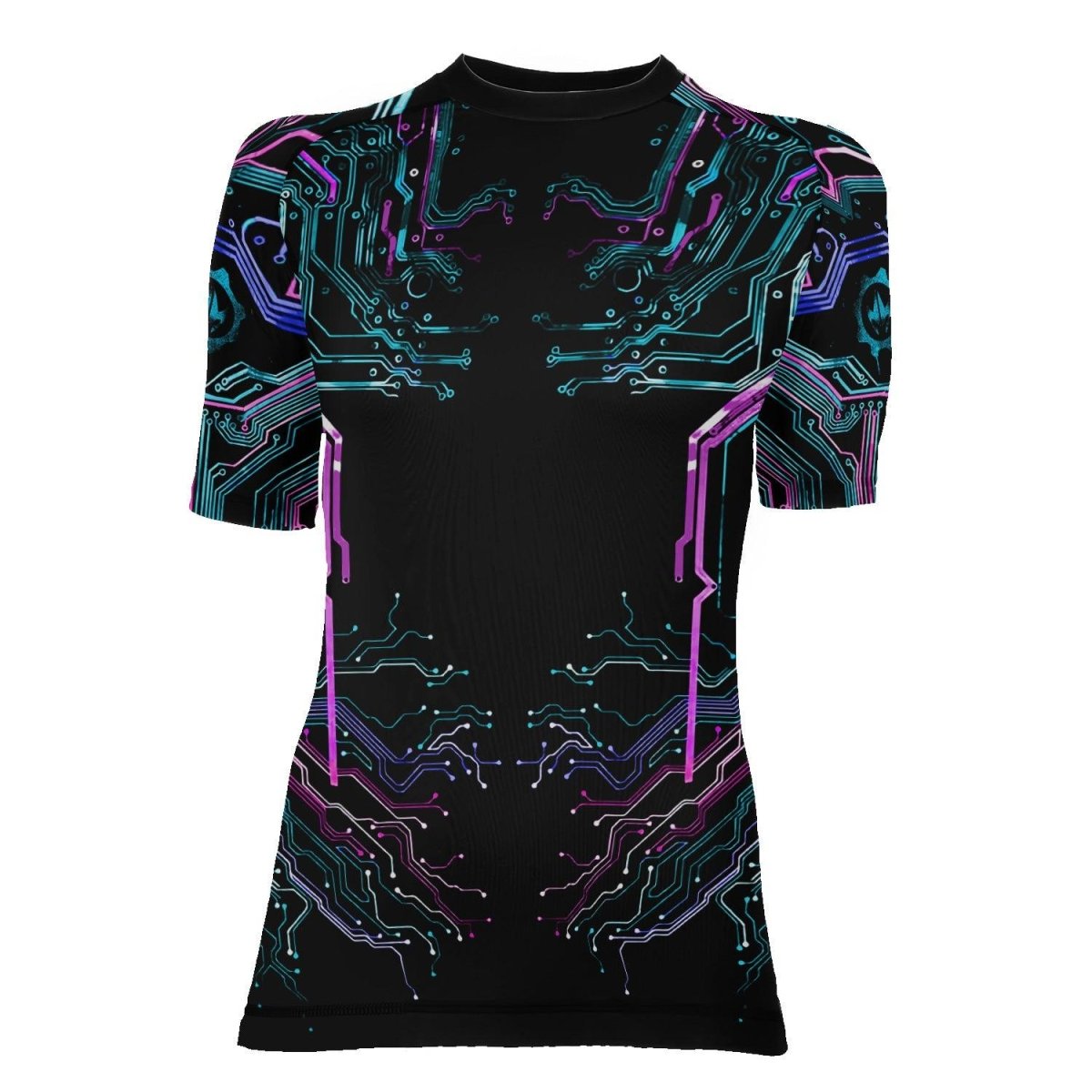 Deadly Glowing Circuit Women's Short Sleeve Rash Guard - BattleFitGear