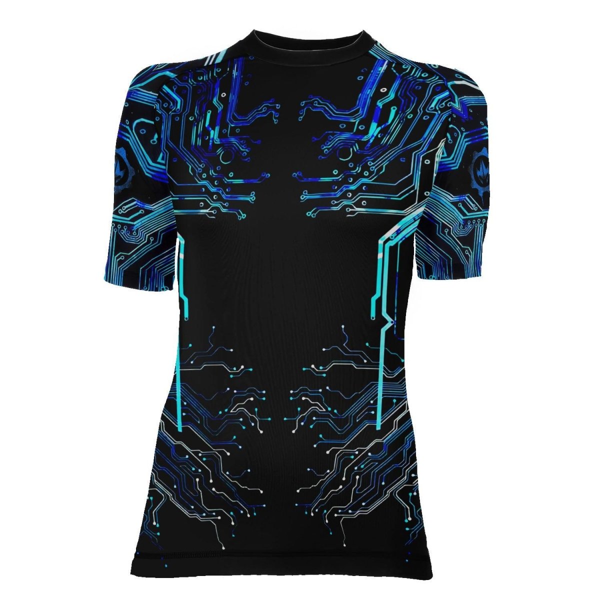 Glowing Circuit Women's Short Sleeve Rash Guard - BattleFitGear