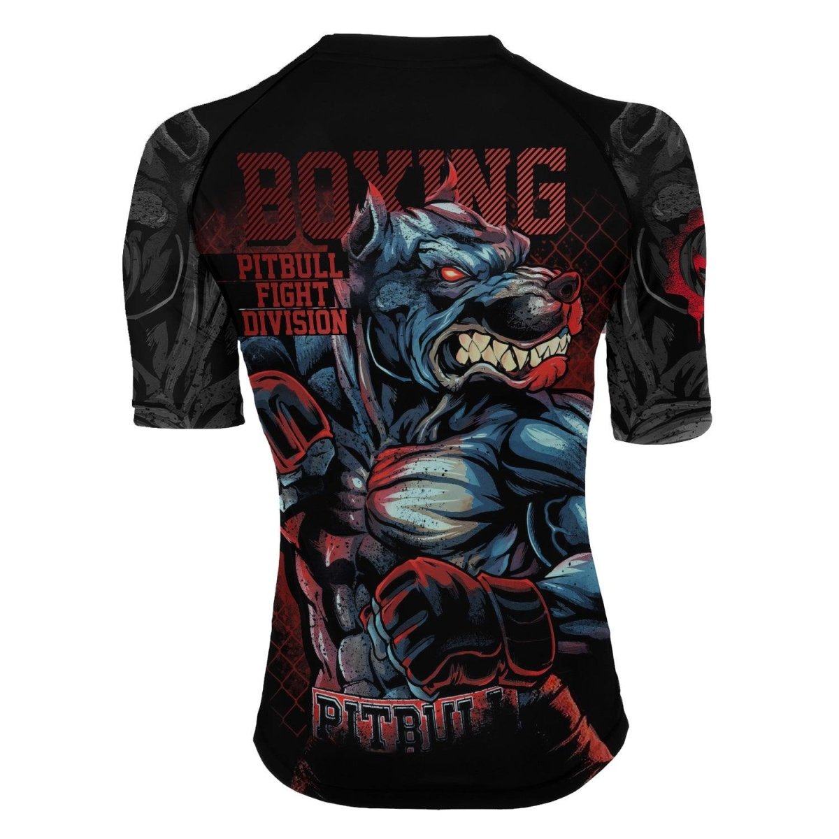 Red Rage Pitbull Boxing Women's Short Sleeve Rash Guard - BattleFitGear