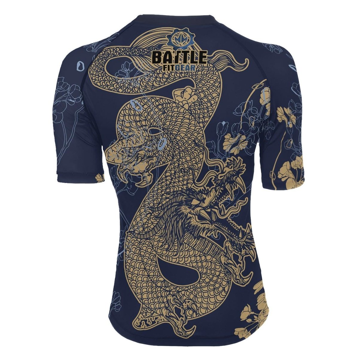 Flower Chinese Dragon Women's Short Sleeve Rash Guard - BattleFitGear