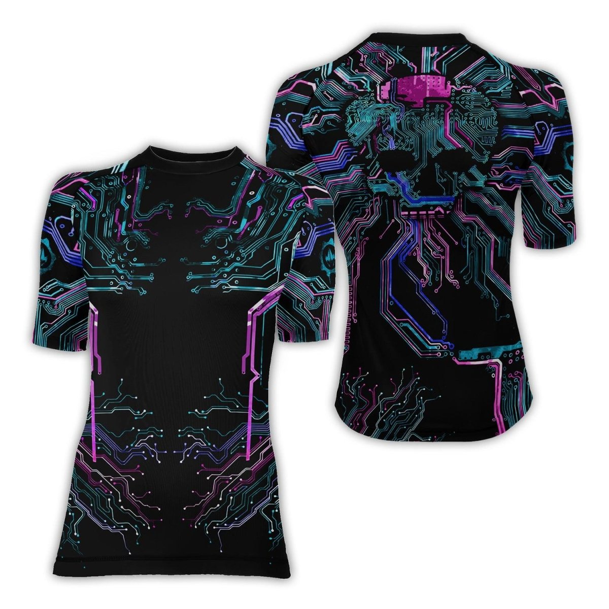 Deadly Glowing Circuit Women's Short Sleeve Rash Guard - BattleFitGear