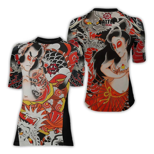 Kumonryu Shishin VS Tamatori Hime Women's Short Sleeve Rash Guard - BattleFitGear