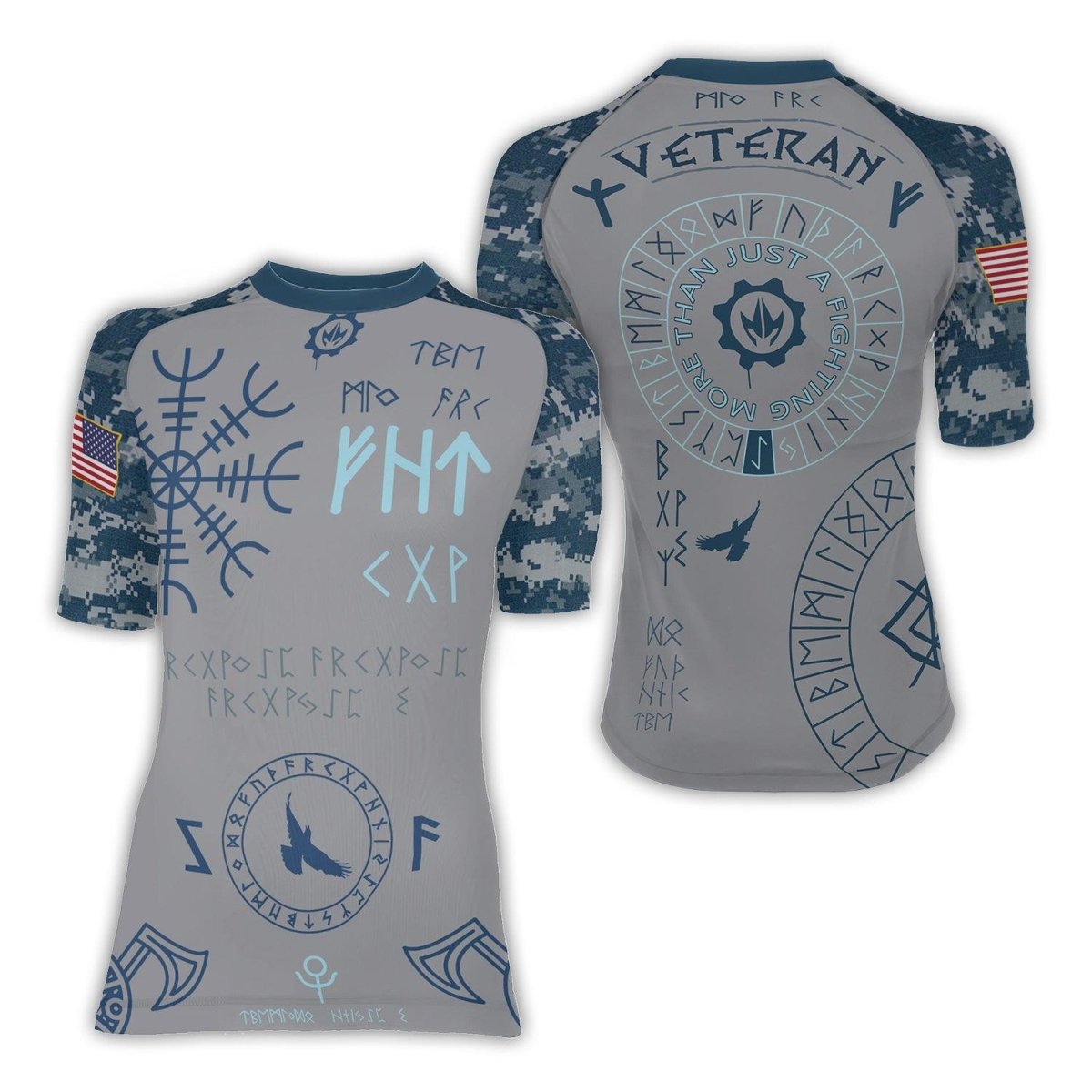 Navy Veteran Viking Women's Short Sleeve Rash Guard - BattleFitGear