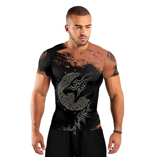 Norse Mythology Fenrir Men's Short Sleeve Rash Guard
