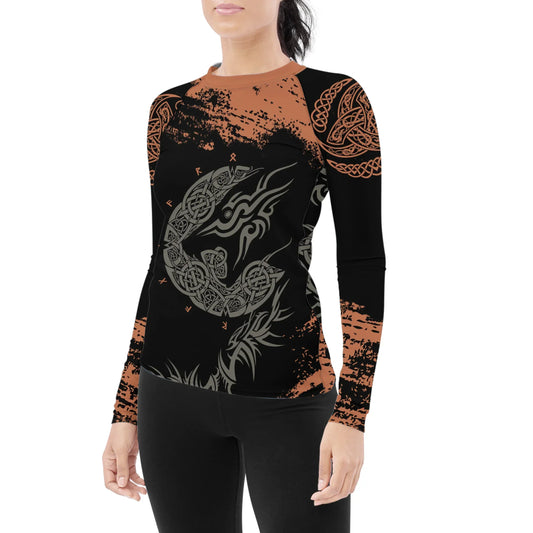Norse Mythology Fenrir Women's Long Sleeve Rash Guard