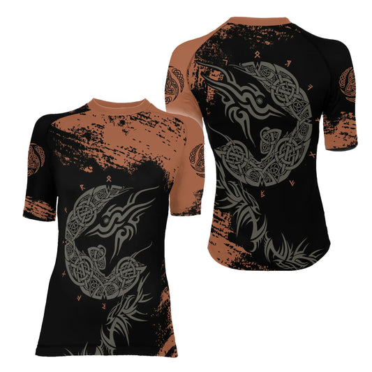 Norse Mythology Fenrir Women's Short Sleeve Rash Guard