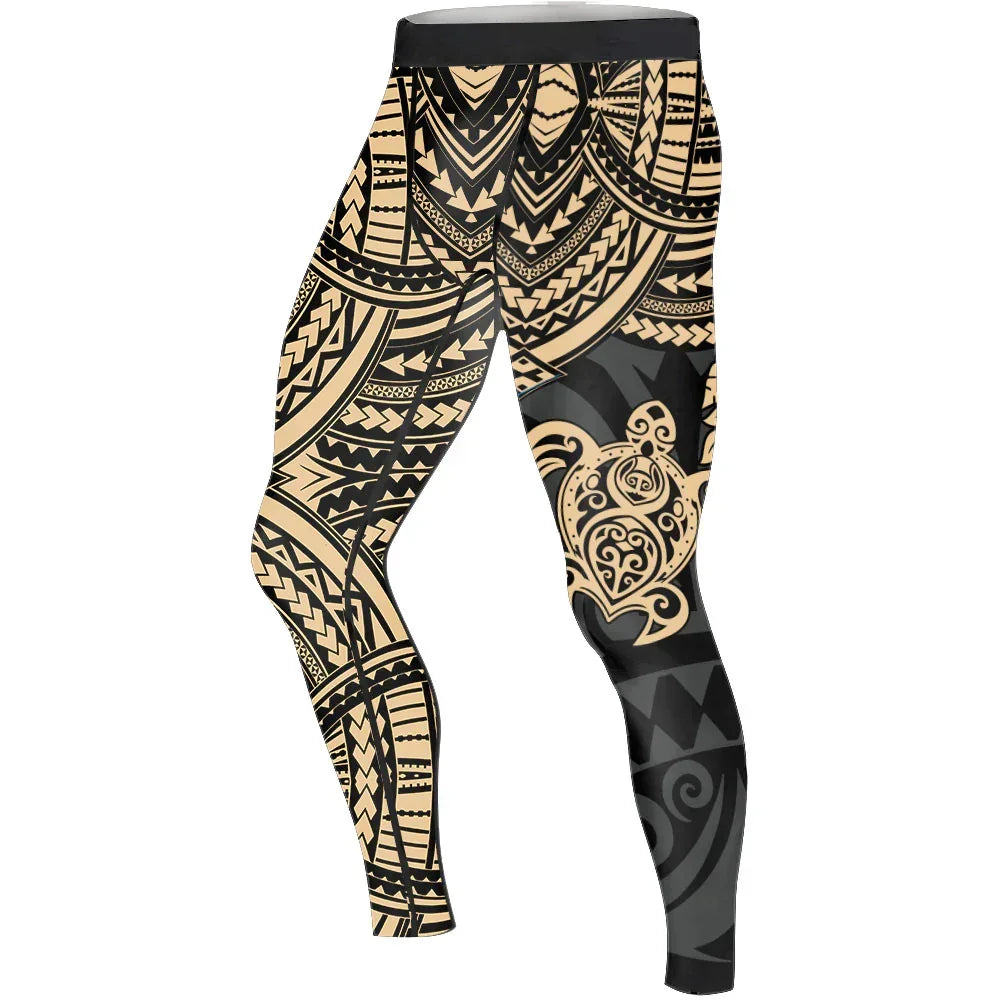Ocean Honu Tattoo Men's Compression Leggings