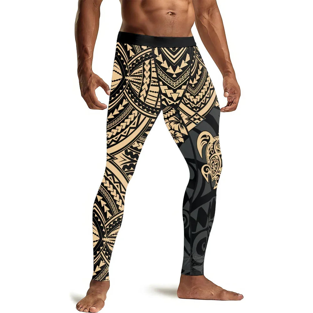 Ocean Honu Tattoo Men's Compression Leggings