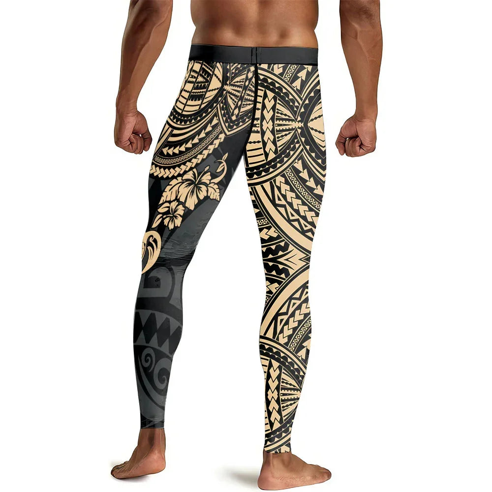 Ocean Honu Tattoo Men's Compression Leggings
