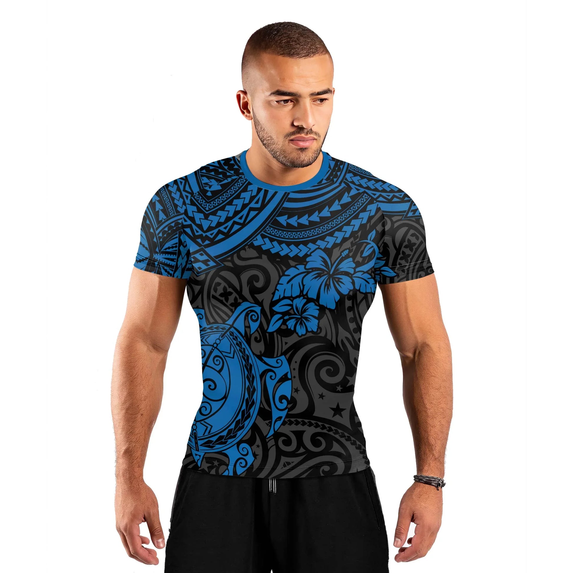 Ocean Honu Tattoo Men's Short Sleeve Rash Guard